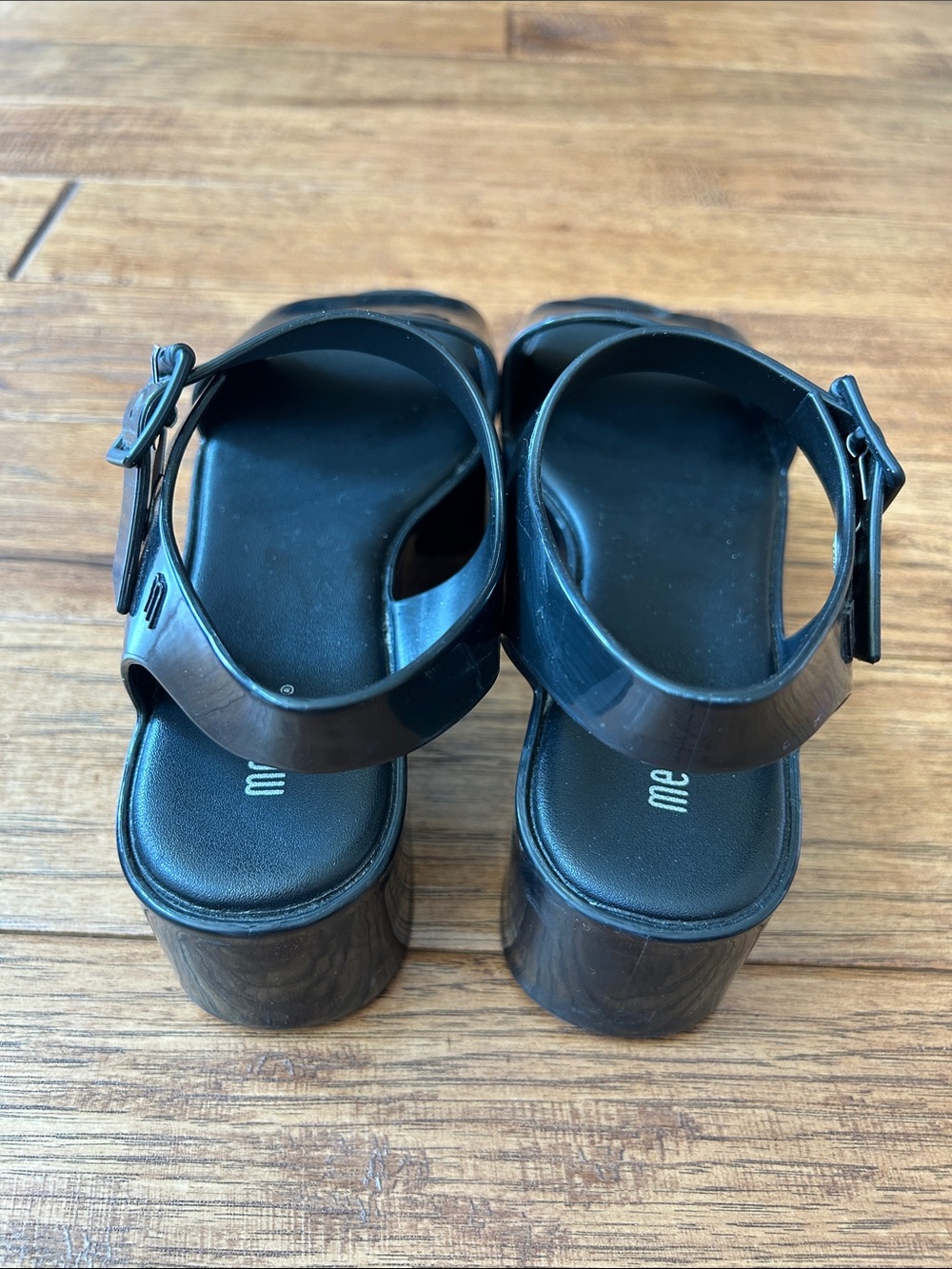 Melissa Mar Platform Sandals Black PVC Size 6 - Picture 7 of 11